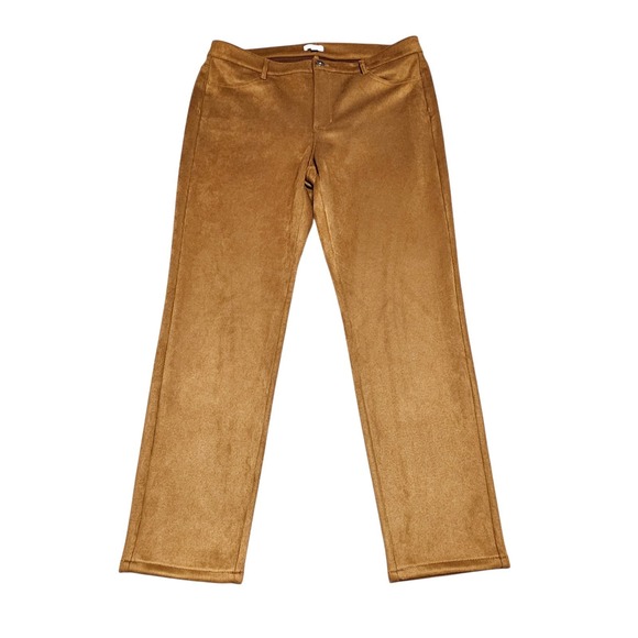 J. JILL Pants Size 14 Taylor Luxe Faux Suede Ankle Chestnut Brown Soft Stretch - Picture 1 of 10
